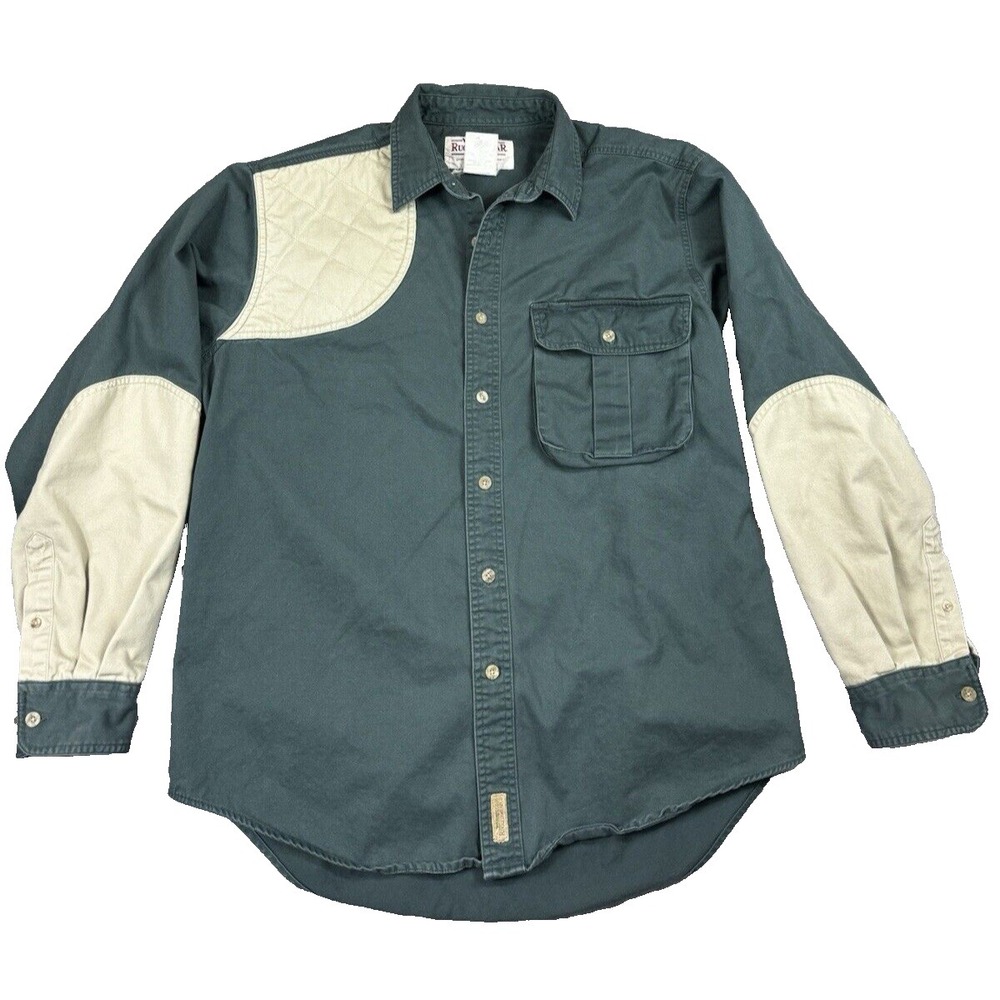 Wrangler Rugged Wear Shooting Shirt Mens Large Canvas Quilted‎ Shoulder Hunting